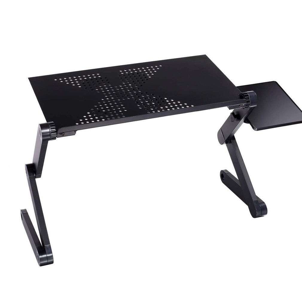 Verstelbare Aluminium Laptop Bureau Tafel Ergonomische Tv Bed Lapdesk Lade Pc Notebook Tafel Desk Stand Met Koelventilator Muismat