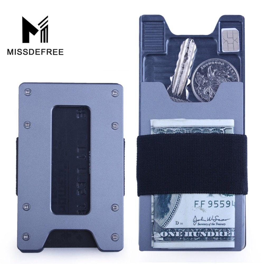 Minimalistisk aluminium slank tegnebog til mænd og kvinder kulfiber frontlommelygte møntetui & kreditkortholder rfid-blokering