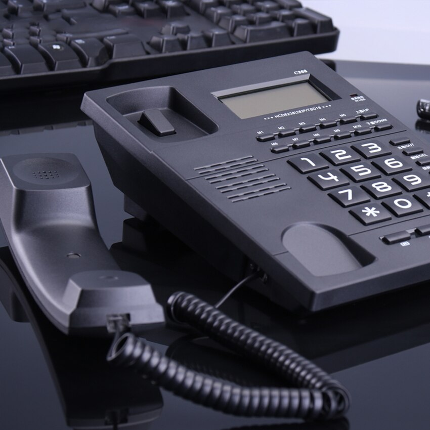 Corded Phone with Caller ID, 10 Fast Dialing, 3 Alarm Setting, 5 Levels of LCD Brightness, Home Standard Telephone Landline: black