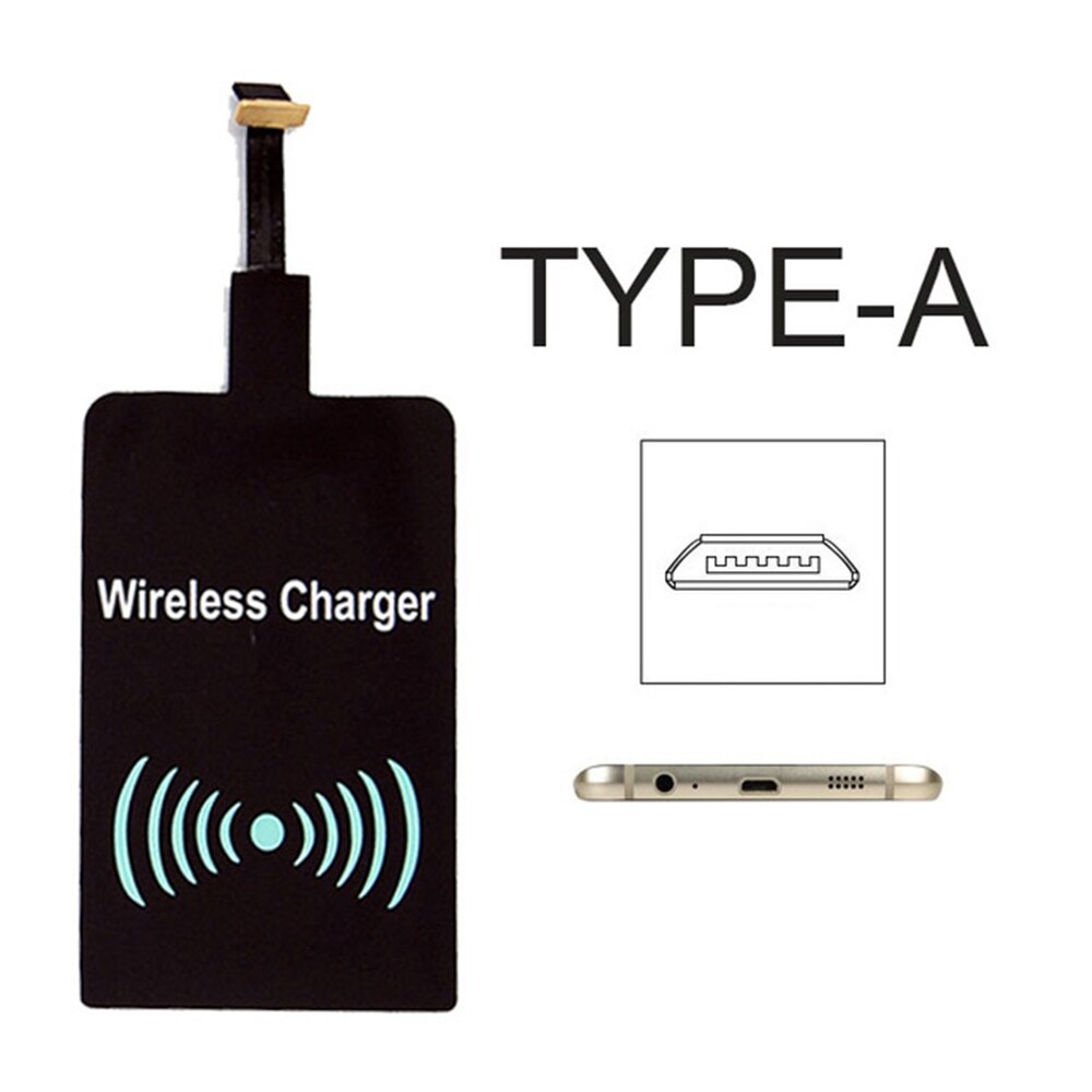 Voor Iphone 5 5S Se 6 6S 6Plus 7 Plus Android Type-C Adapter Qi Draadloze opladen Inductie Patch Charge Coil Ontvanger Oplader: A