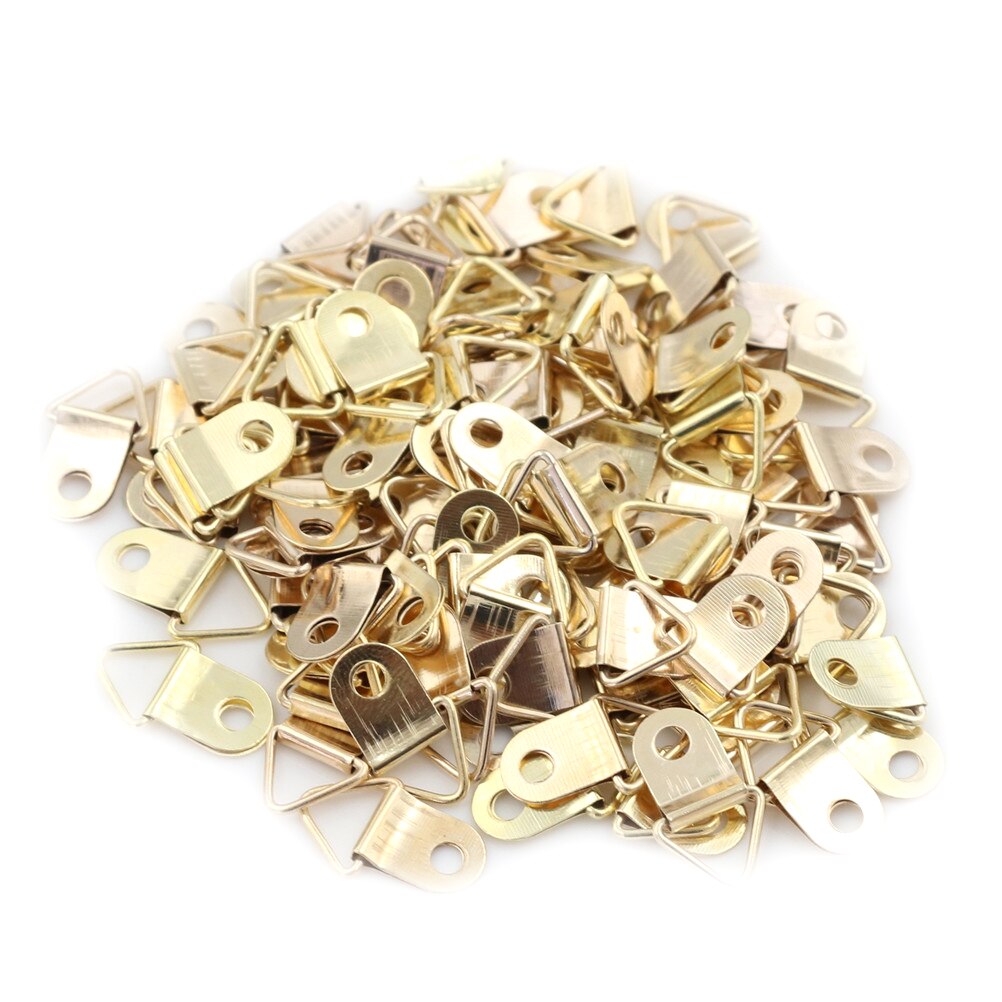 Universele Sterke Golden 100 Stuks D Ringen Decor Fotolijsten Hanger Haken Opknoping Driehoek Schroeven Helper