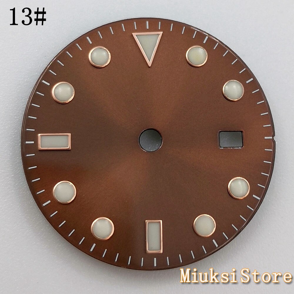 28.5mm sterile dial luminous watch dial fit ETA 2836 2824 Mingzhu DG2813/3804 Miyota 8205/8215/821A movement: 13