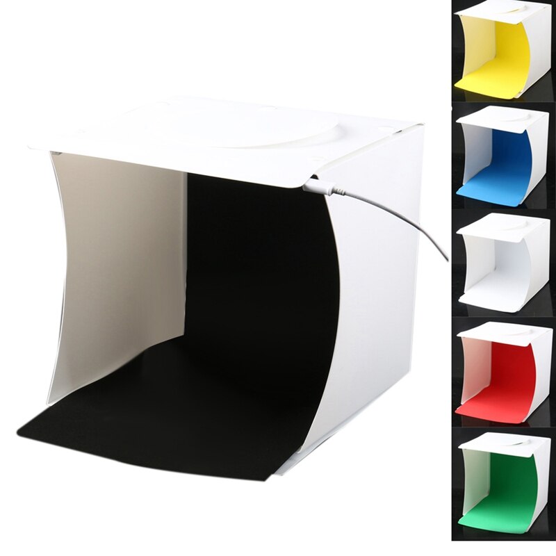 Mini fotostudio box , 8.9 x 9 x 9.5 inch draagbare fotografie lichttent kit, witte opvouwbare softbox met 40 led-lampen