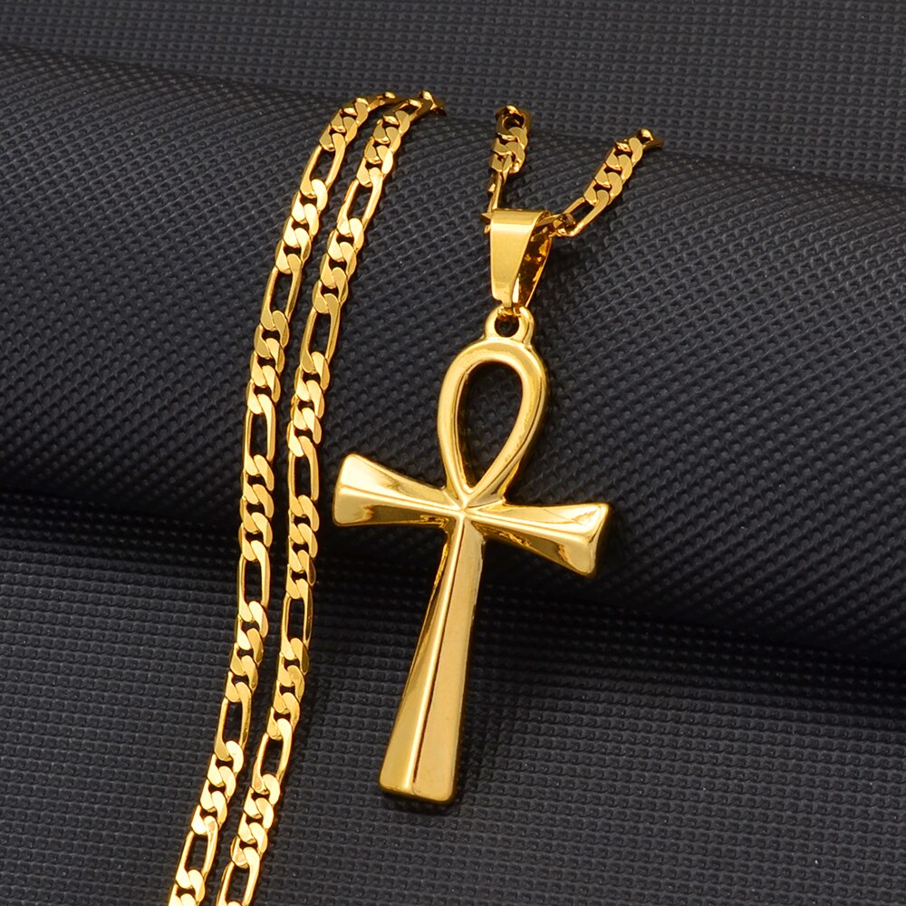 Anniyo Große Größe Alte Ägypten Symbol Ankh Anhänger Halsketten Charme Null Schlüssel Afrikanische Amulett Schmuck für Männer Frauen #200109