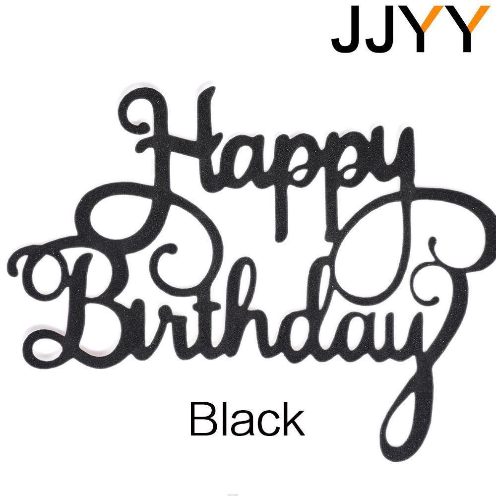 JJYY 5 stks Cake Vlag Toppers Verjaardagsfeestje Decoraties Kids Cake Topper Gelukkige Verjaardag Cupcake Toppers Verjaardagsfeestje Supplies: Black