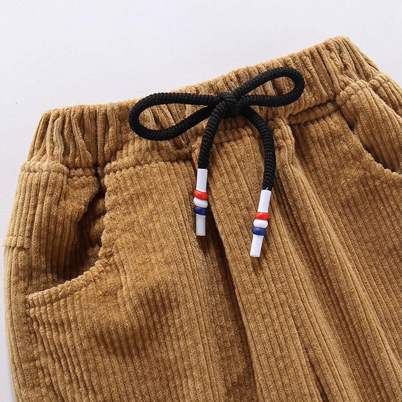 Baby Kids Solid Trousers Plus Velvet Corduroy Pants 1-7 Years Old Children's Winter Straight Long Pants For Boy Casual Pants