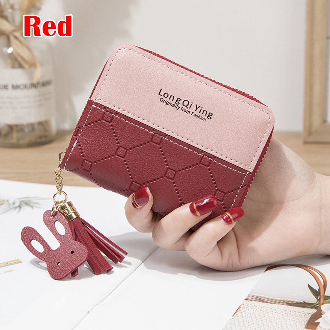 Small Female Coin Purse Short Purses Lady Letter Snap Zipper Card Holder Clutch Wallets Solid Vintage Matte Women Wallet: Style B-5