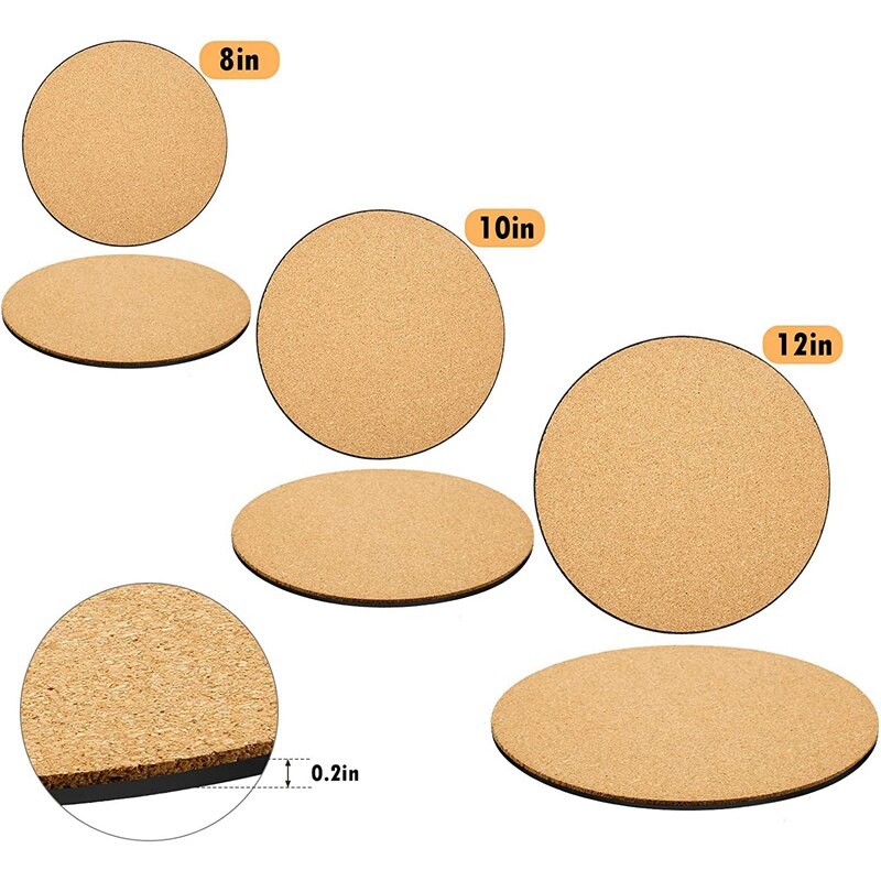 3Pcs Cork Plant Mat Plastic Plant Mat Round Plate Pad for Garden,Courtyard,Pot Mat,Indoor Outdoor and DIY Craft Project