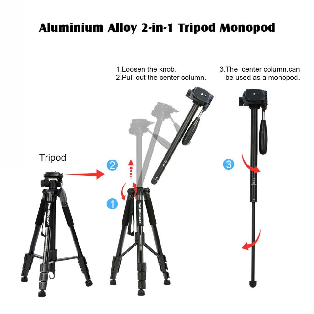 Walkingway Q222 Camera Tripod Tripode Stative light Tripod Monopod Travel Stand for Camera DSLR SmartphonePojector