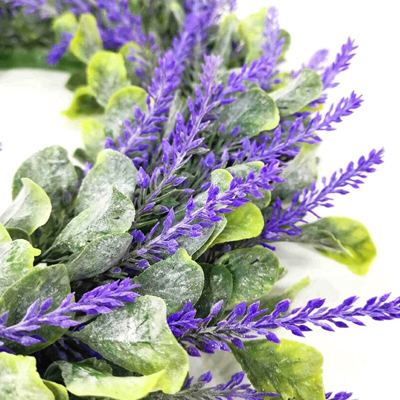 Guirnalda de lavanda Artificial con hojas florales, decoración de pared interior de puerta delantera
