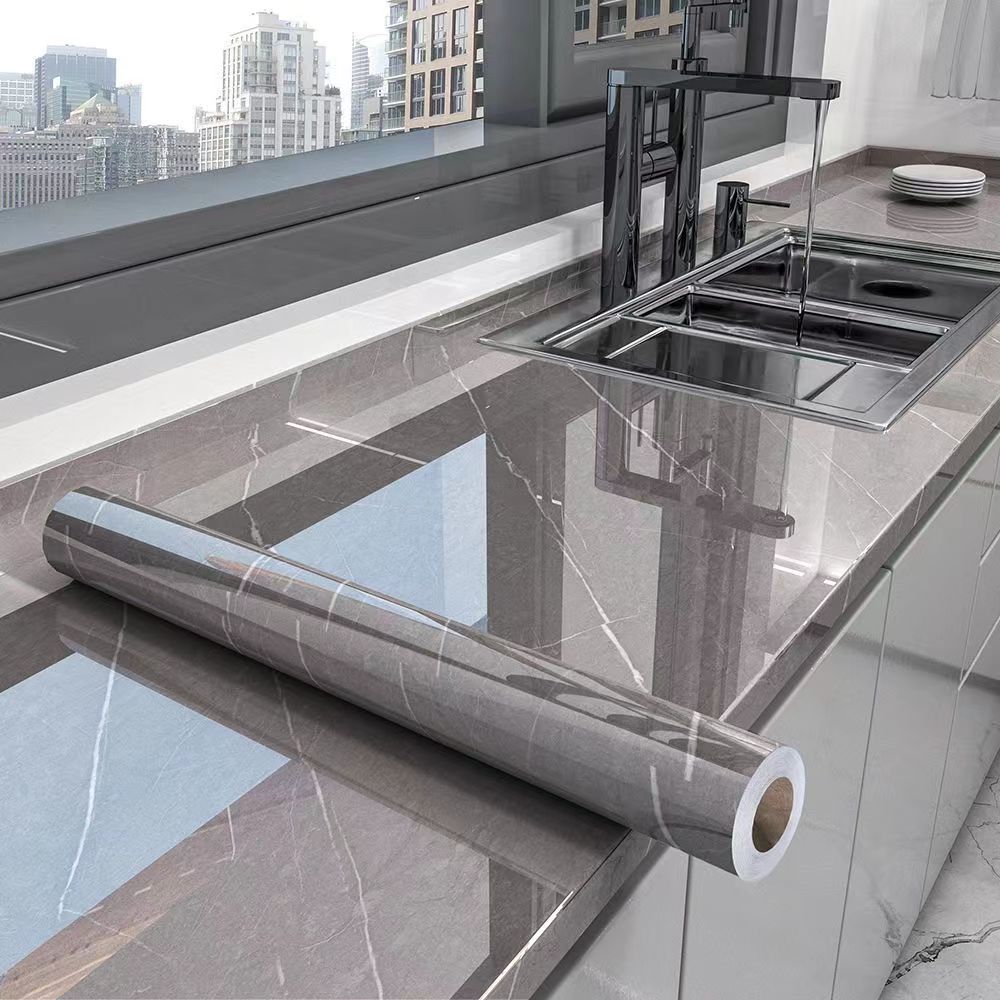 40 cm Marmor Küche ölbeständige Folie Herde wasserdichte selbstklebende Tapete Arbeitsplatte Schrank Renovierung Fliesen Wandaufkleber