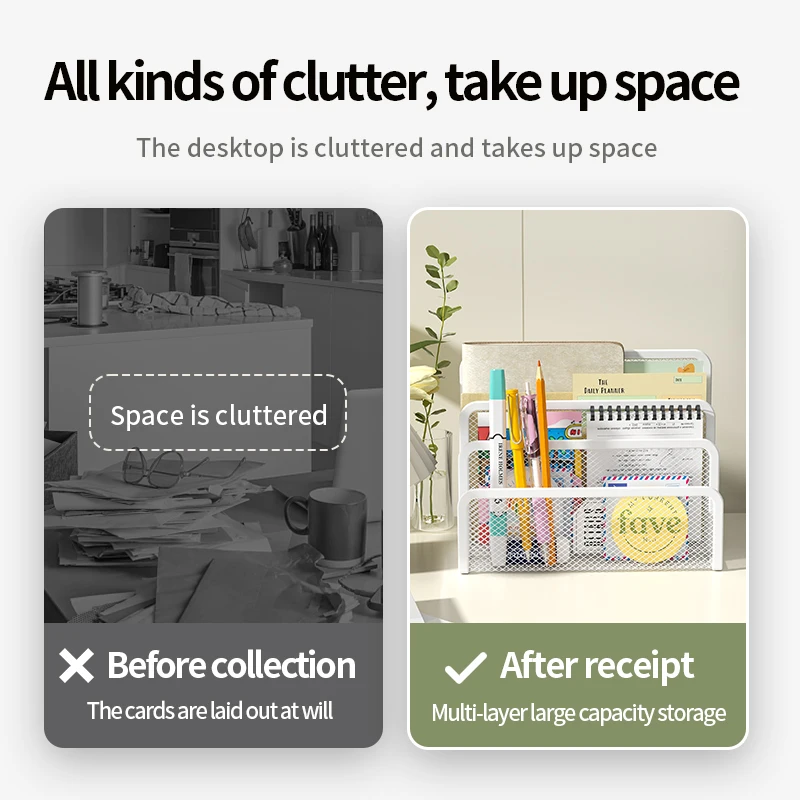 Desktop Mail Organizer Folder Mail sorter Desktop file organizer Metal mesh with 3 vertical vertical partitions