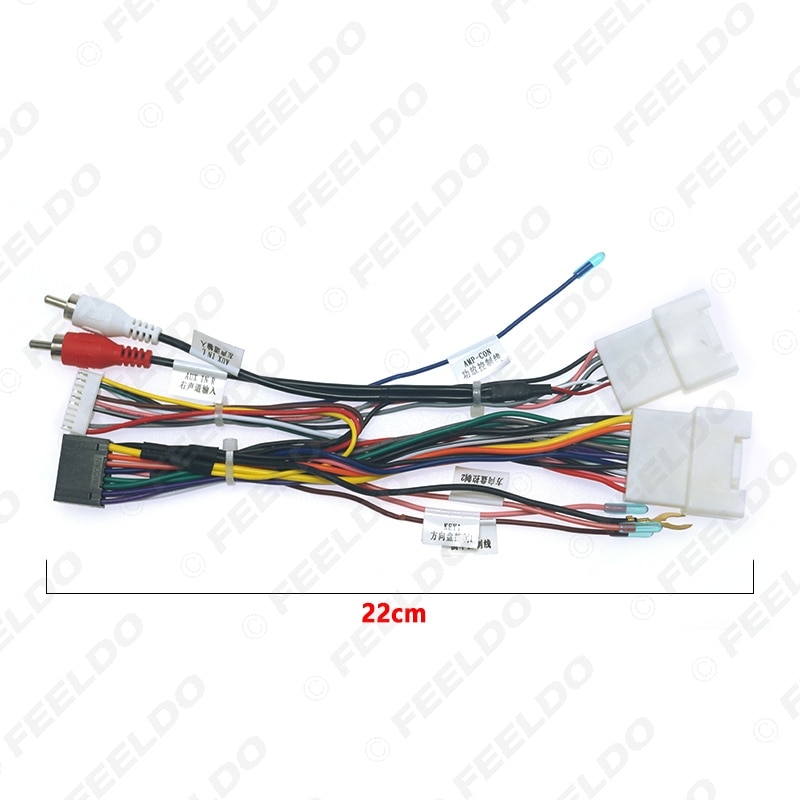 FEELDO Car 16pin Audio Wiring Harness With Canbus Box For Mitsubishi Outlander Pajero Stereo Installation Wire Adapter