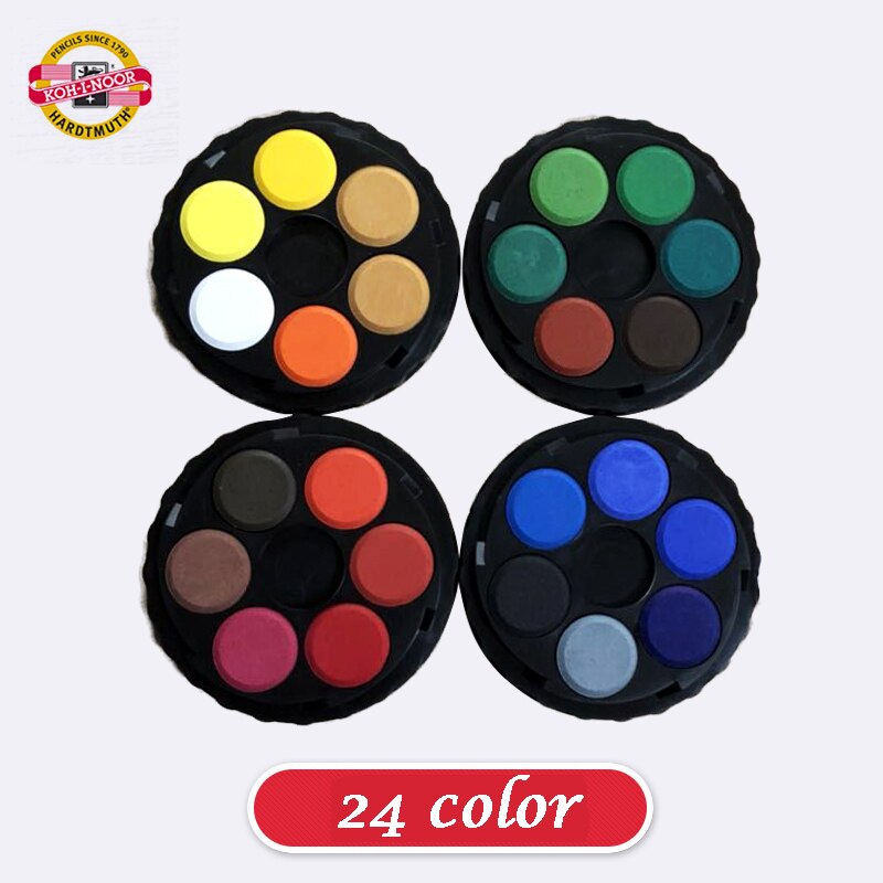 Koh-i-noor solid akvarel pigment bærbar hjulstakspakke 12/24/36/48 farver vandfarve kunstner / maleri forsyninger: Koh-i-noor 24 farver
