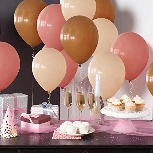 Globos Retro para decoración de fiestas de cumpleaños, 15 piezas, color rosa, verde, caramelo, café, rústico, Helio de aire