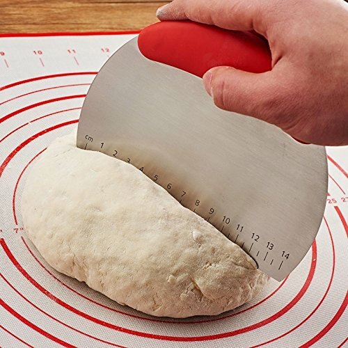 Cortador de pastelería con escala, cortador de masa de harina de acero inoxidable, Pizza con mango cómodo