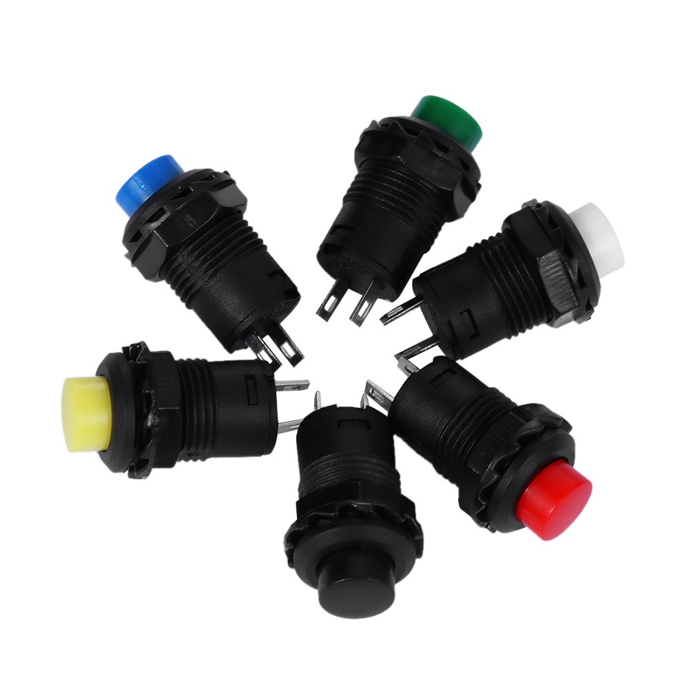 2 / 5PCS / LOT Red Color Momentary Push Button Switch OFF-ON Reset Switch 16MM 3A 250V AC Non Locking Switches Round Button