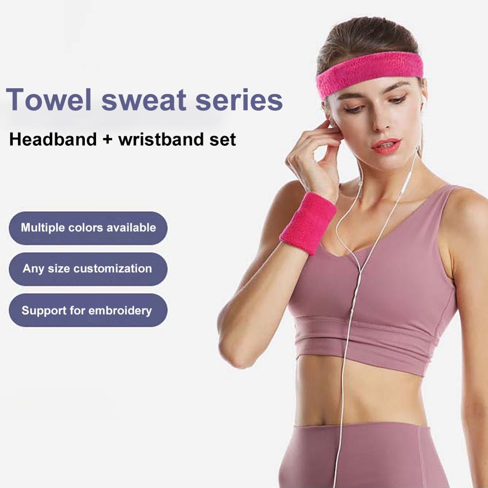 Fitness Elastic Headband Breathable Sweat Absorbent Hair Band Head Wrap Sweatband Cotton Set