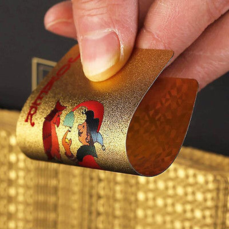 24K Gold Playing Cards Poker Game Deck Gold Foil Poker Set Plastic Magic Card Waterproof Cards