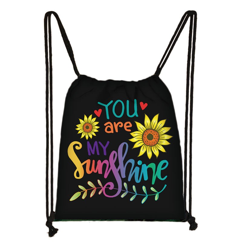 Van Gogh Sunflower Starry Night Drawstring Bag Women Canvas Storage Bags Casual Backpack Ladies Travel Bag