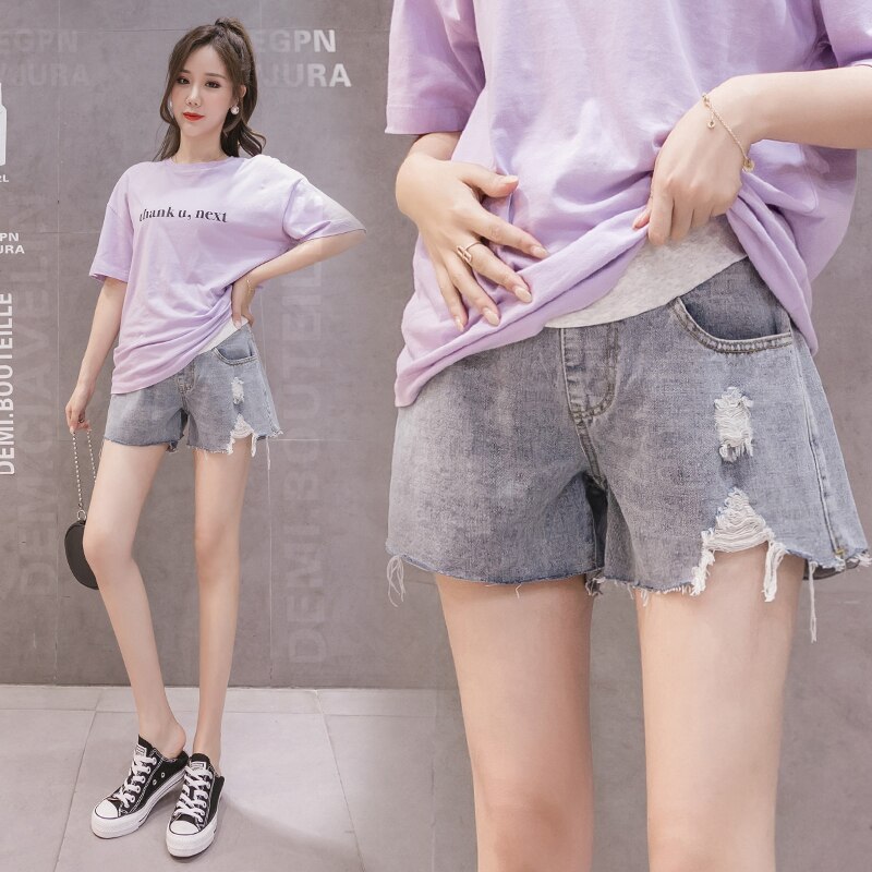 18241#  zwangerschapsvrijetijdsbroeken cowboy zomershorts ondersteunende buik elastische voor zwangere vrouwen shorts buik ondersteunende broek