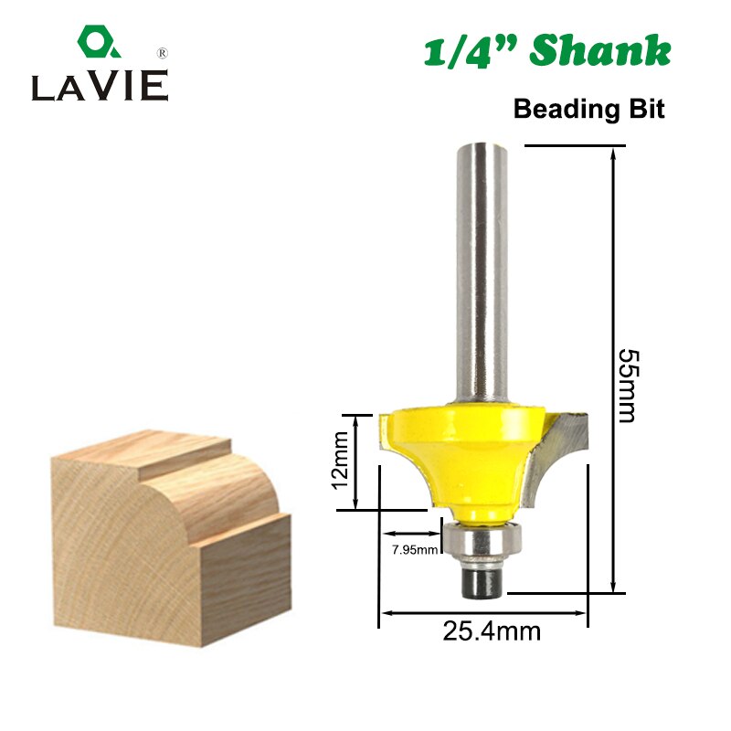 3pcs 1/4 Shank Wood Router Bits Set Beading Bit Roman Ogee Bit with Bearing Double Flutes Woodworking Tools Tungsten Carbide 062