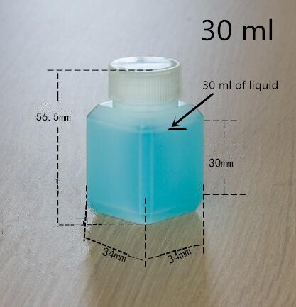 30 stuks 60 100 120 ml lege kleine potjes witte vierkante plastic opberg mini flesjes wasmiddel olie verzegelde verpakking containers botellas: 30 ml