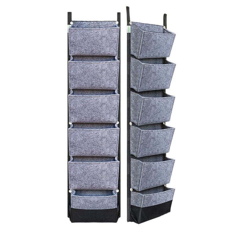 Bolsa Vertical para plantas, maceta de jardín colgante de pared con 6 bolsillos, macetas de flores, bolsas de fieltro grandes para decoración del hogar y jardín: Gris claro