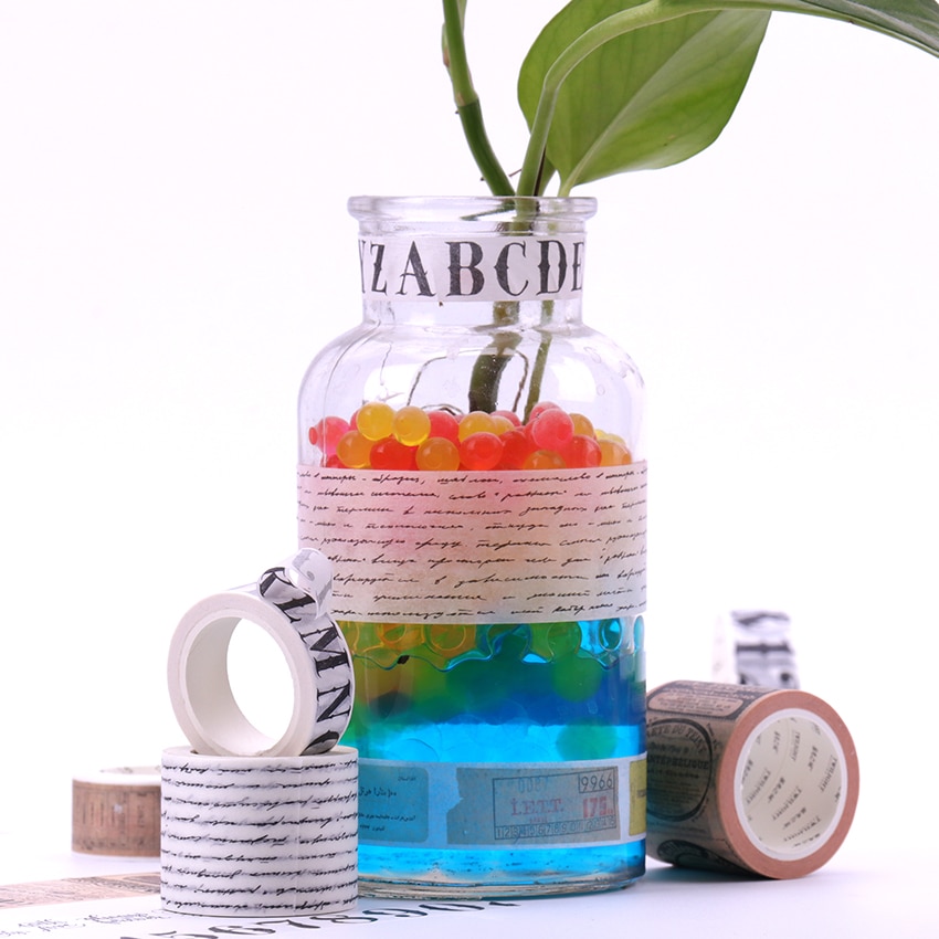 8M Retro English Letters Poster Sticker DIY Decorative Tape Adhesive Was Old Ticket Tape Label Sticker