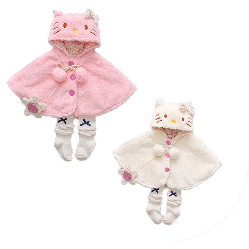 Kleinkind Baby Mädchen Katze Kapuze Mantel Poncho Jacke Outwear freundlicher Warme Mantel