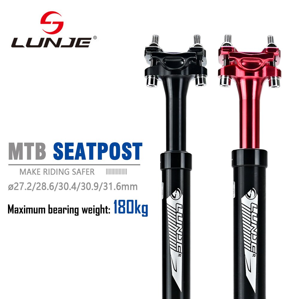 LUNJE Bike Seatpost 400mm Spring Suspension Damping Dropper Telescopic Seatpost 27.2/28.6/30.4/30.9/31.6mm MTB Bicycle Seat Post