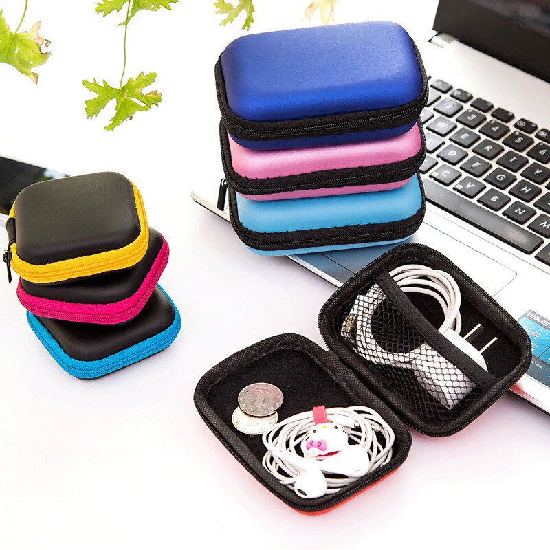 Mini zíper duro fone de ouvido caso titular portátil fones de ouvido bolsa caixa de armazenamento saco de proteção cabo usb organizador armazenamento