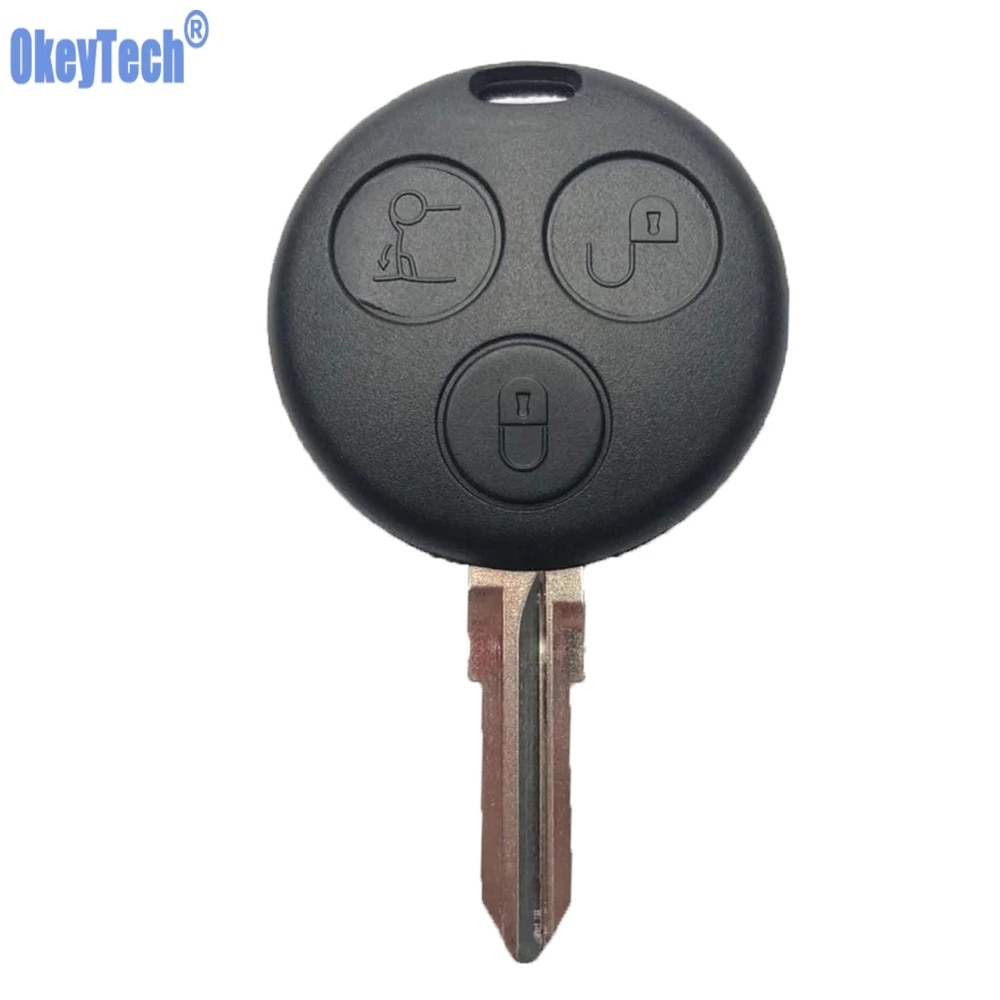 OkeyTech Replacement Car key For Mercedes Benz SMART Fortwo 450 Forfour Roadster Case 3 Button Blank Blade Remote Key Shell Fob