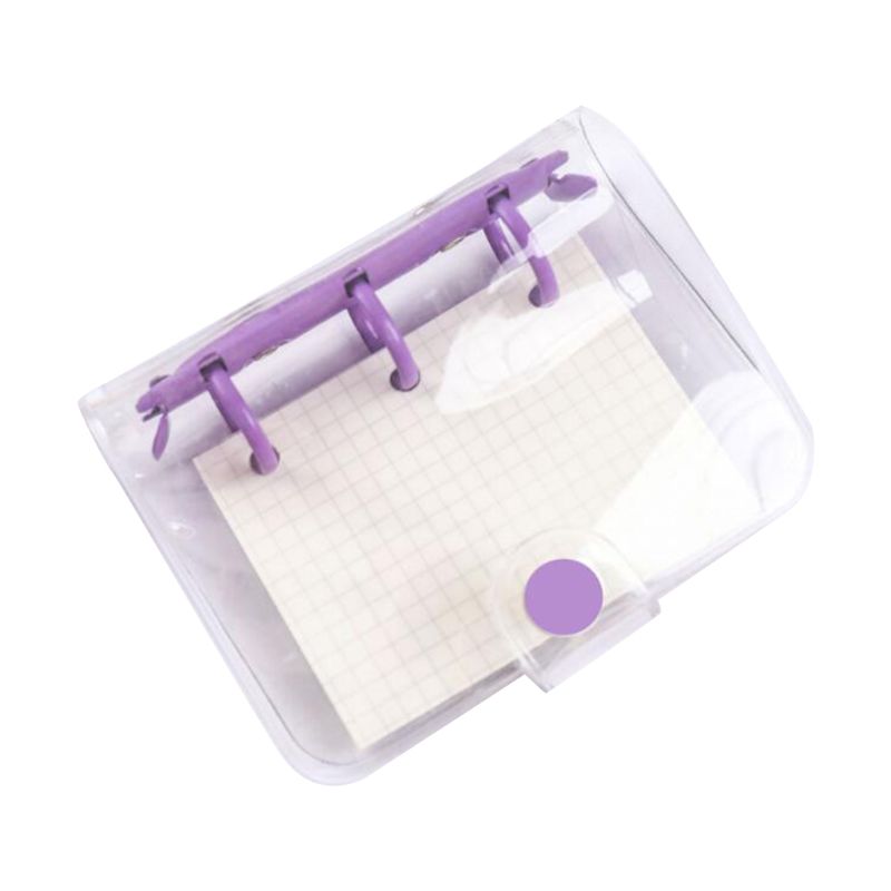 3 Holes Mini PVC Loose Leaf Transparent Diary Notebook Pocket Traveler Planner: Purple