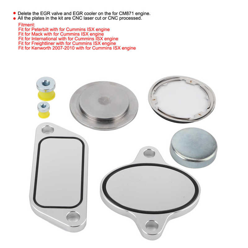 EGR Delete Plug with Gaskets Kit Set EGR Cooler Eliminate Fit for Cummins ISX CM871 Engine