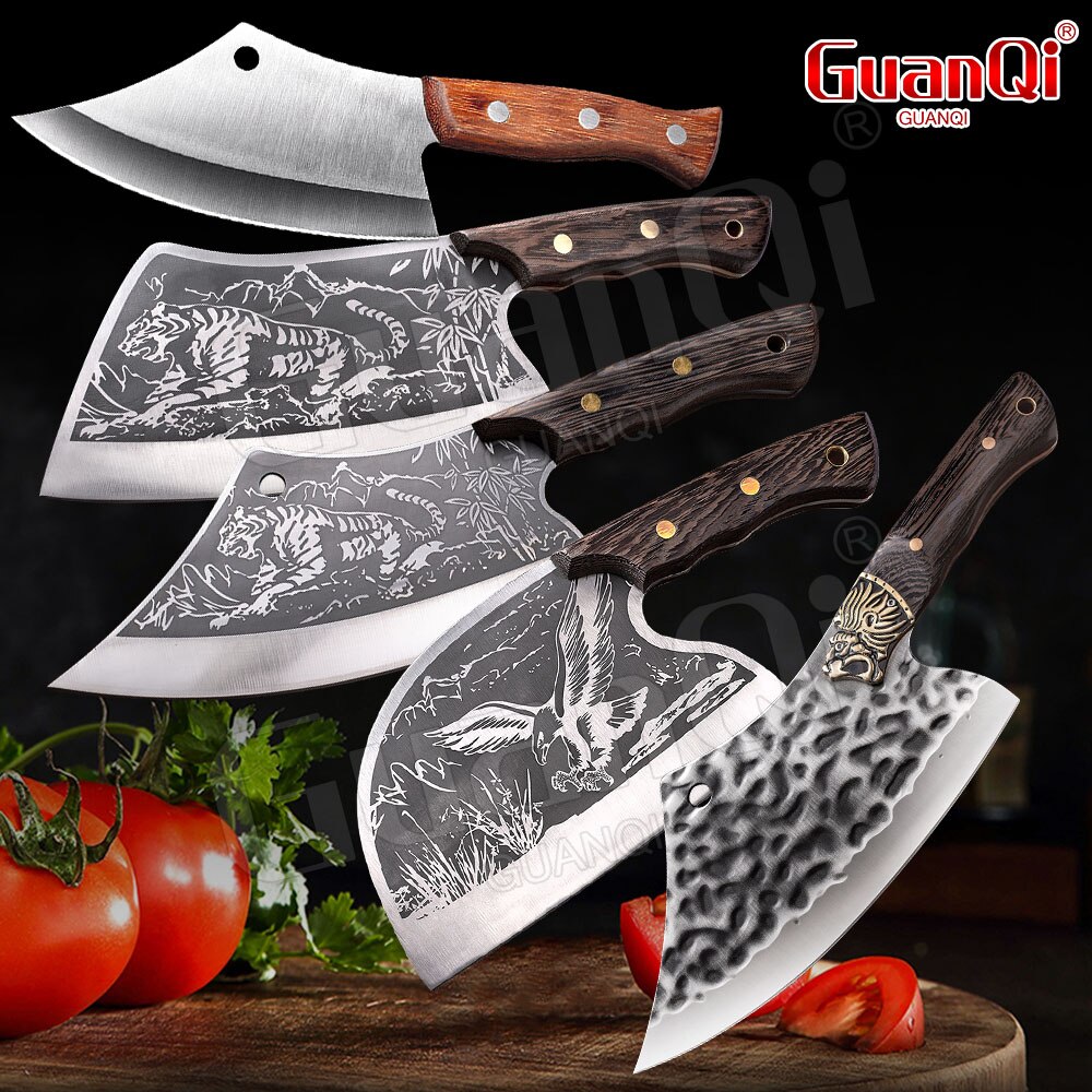 Full Tang Wood Handle Chef Knife Handmade Filleting Slicing Butcher knife Forged Multifunctional Meat Cleaver Vegetable Cutter