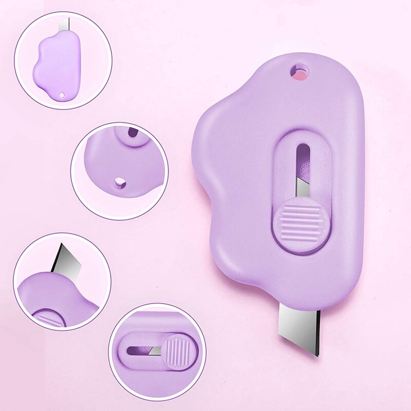 18 Pieces Mini Cutter Knife Cloud Shape Envelope Opener Retractable Candy Color Box Cutter Portable Cute Paper Cutter