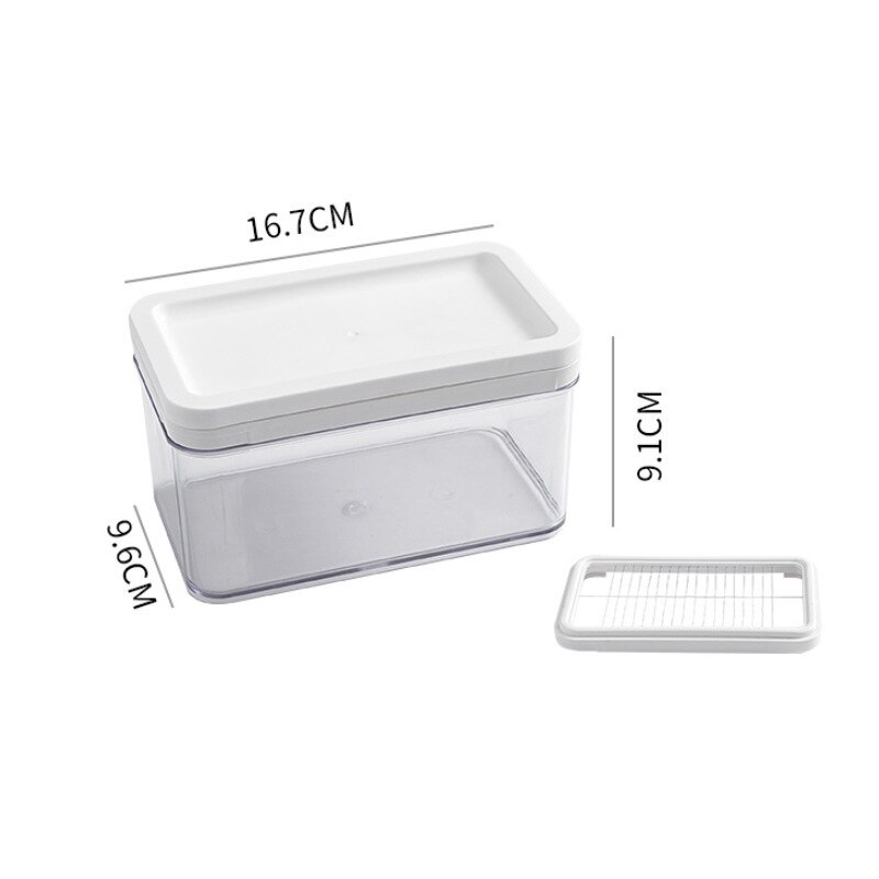 Household Baking Stainless Steel Butter Cutter Kitchen Cheese Storage Box Rectangle Butter Cutting Case With Lid Cooking Tools: Two grids A
