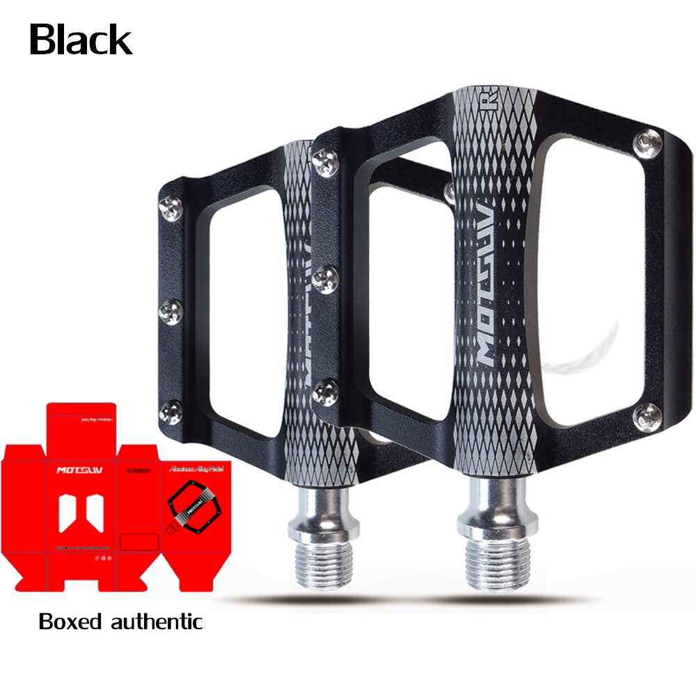 Motsuv sykkelpedaler ultralette aluminiumslegering fargerik hule anti-skli ud lager mtb sykkel tilbehør mtb fot peilin pedaler: Svart