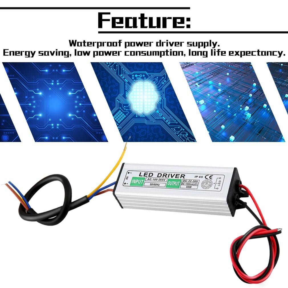 50W LED SMD Chip Bulbs With High Power Waterproof 50W LED Driver Supply Power Supply Switch For LED Strip Lights