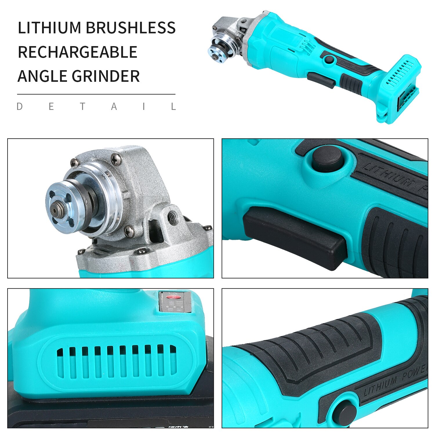 Angle Grinder Lithium Electric Brushless Rechargeable Electric Angle Grinder Household Polishing Machine Angular Grinder