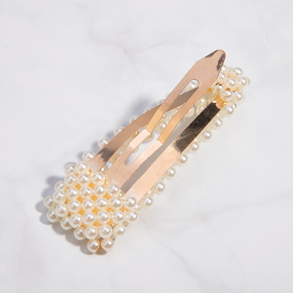 3/4pcs Trendy Pearl Hair Clips For Women Handmade Geometric Hair Barrette Triangle Square Hairpins Snap Hair Styling Accessories