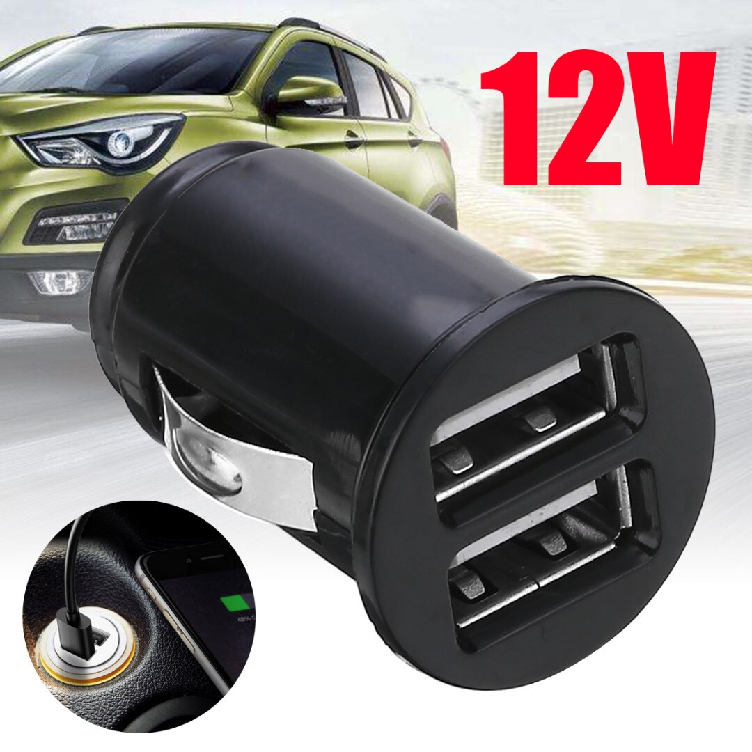 Mini adaptador de cargador de coche DC 12V 2.1A Dual 2 puertos USB adaptador de cargador de teléfono para el coche