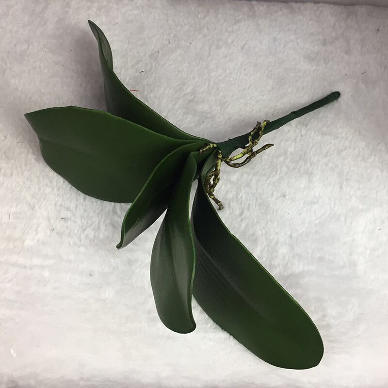 huaao 6 stuks kunstmatige groene Phalaenopsis simulatie orchideeën bloemen Phalaenopsis bladeren echte latex touch groene plant decoratie voor bloemen tuin bonsai decor (26 cm/5 vellen