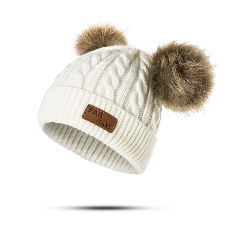 Pipot vauvan hattu pompon talvi lasten hattu neulottu söpö lippis tytöille pojille rento yksivärinen tyttöjen hattu taaperoille: D