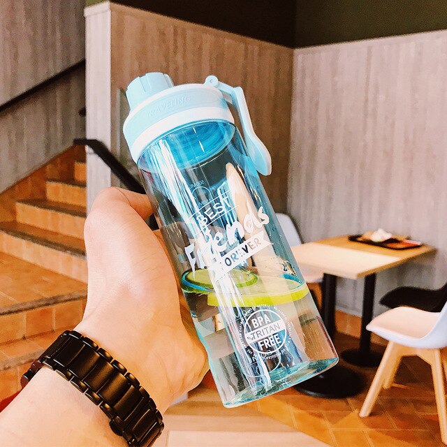 Kalebass sport utomhus gym flaska 430 650ml protein shaker plast ridning läckage säkra tätning vattenflaskor: 650ml / 2