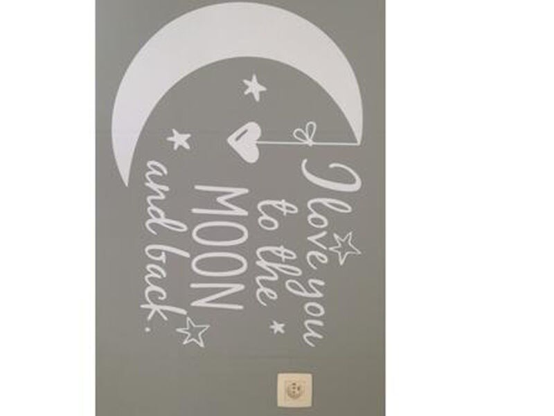 Muurstickers voor baby's en kinderen, maan, sterren, hart, vinyl, verwijderbare quote, ik hou van je tot de maan en terug naar huis.