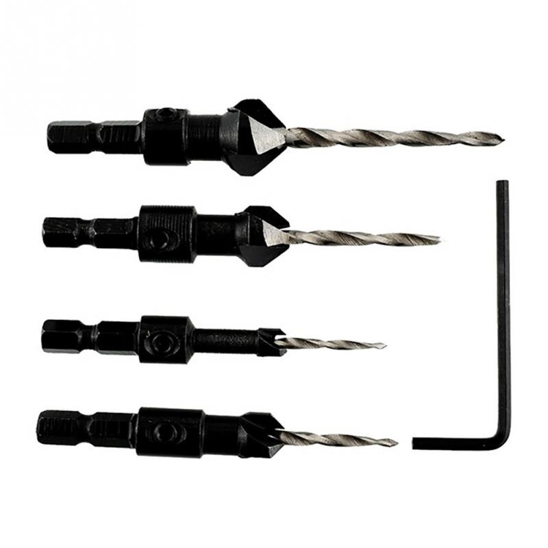 4pcs drill bits Hex Shank Taper Drill Counter Sink Holes Drilled Carpenter Countersink Bit Reaming Drill #6 #10 #13 #16