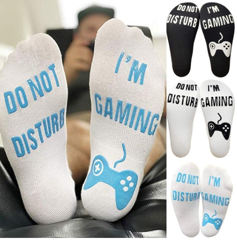 Unisex Novelty Socks DO NOT DISTURB I AM GAMING Men Women Funny Letter Sock