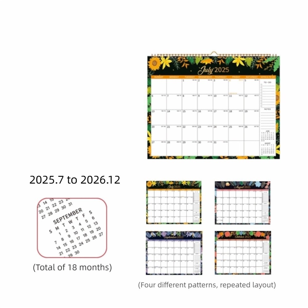 Veggkalender romslig tykk papir hengende kalender månedlig oppsett med vanntett deksel månedlig planleggerkalender